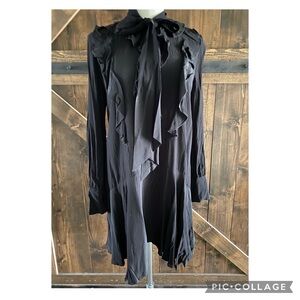 Babylon W Les Femme Italian Designer Runway Black Ruffled Dress Size IT 46 U XL